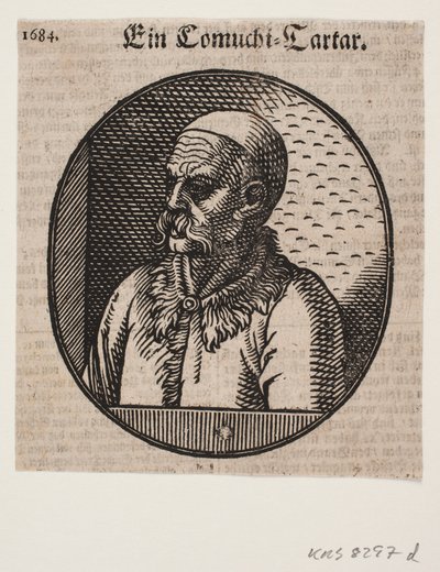 Büste eines Mannes mit Bart und Kalotte; 3/4 Profil nach links von Melchior Lorck