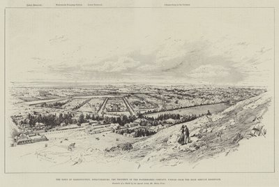 Die Stadt Doornfontein, Johannesburg, das Eigentum der Wasserwerksgesellschaft, vom Hochreservoir aus gesehen von Melton Prior