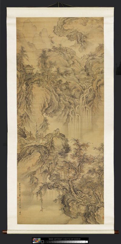 Landschaft mit Figuren, Bienen und Affen von Meng Lan