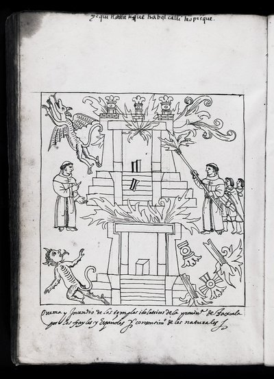 Die Verbrennung der Tempel, Tlaxcala, Illustration aus 
