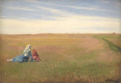 Zwei Mädchen auf einem Feld. Ein Sommertag von Michael Ancher