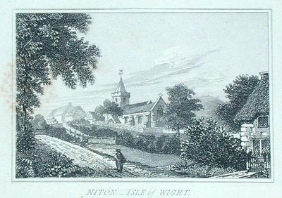 Niton Kirche, Isle of Wight, aus Michael Faradays Sammelalbum (Stich) von Michael Faraday