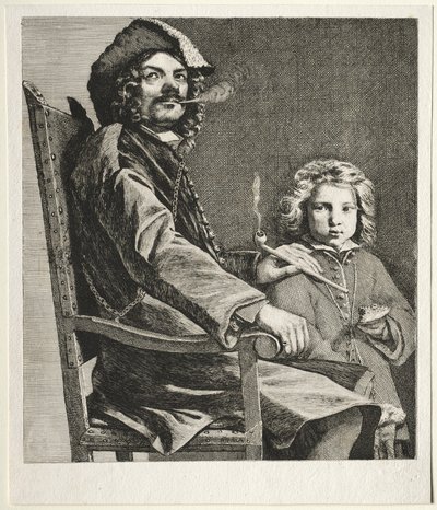 Mann, der eine Pfeife raucht, und ein kleiner Junge, um 1660 von Michael Sweerts