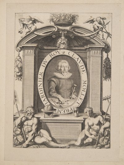 Claude Mollet, erster Gärtner des Königs, aus Theatre des Plans et Jardinages, veröffentlicht 1652 von Michel Lasne