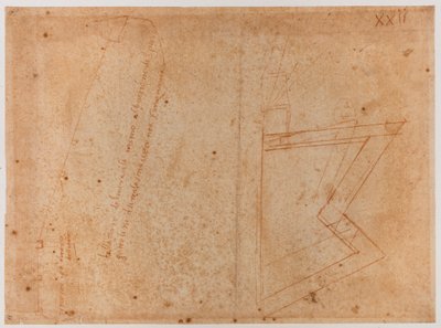 Plan der Mauern in der Nähe des Tores zu St. Pier Gattolini von Michelangelo Buonarroti