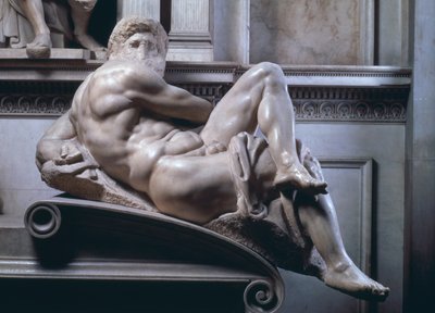 Grab von Giuliano de Medici, Detail von Tag von Michelangelo Buonarroti