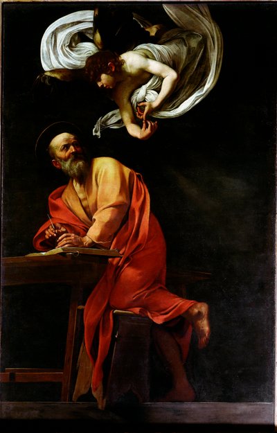 Saint Mathieu und der Engel von Michelangelo Merisi da Caravaggio