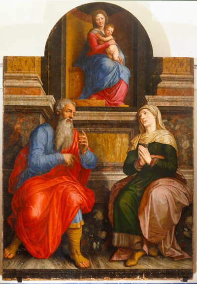 Madonna, Joachim und Anna, ihre Eltern von Michiel I Coxie or Coxcie