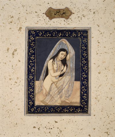 Eine Kurtisane kniend, ca. 1765 von Mihr Chand