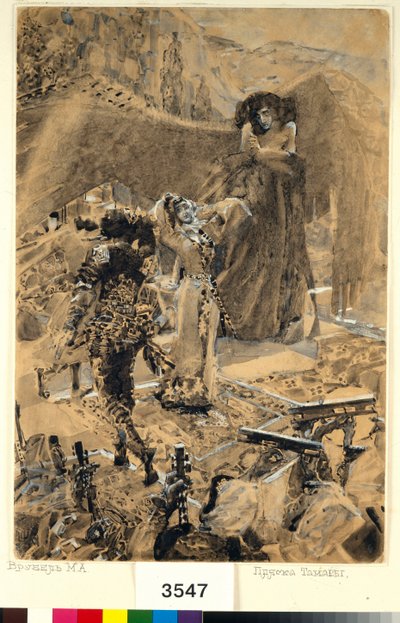 Der Tanz von Tamara - Illustration des Gedichts "Der Dämon" von Michail Lermontow von Mikhail Aleksandrovich Vrubel