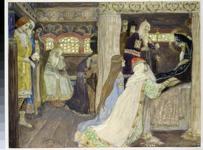 Der Tod des Großfürsten Alexander Newski (1220-1263). Werk von Mikhail Vasilyevich Nesterov (1862-1942) von Mikhail Vasilievich Nesterov