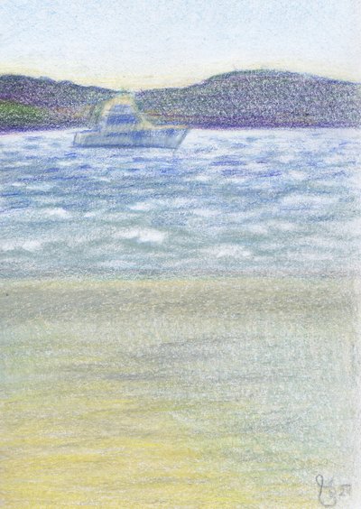 Friedliches Strandboot von Mirjam Schrei