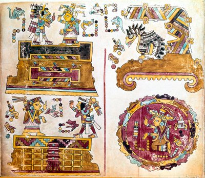 Mixtekischer Kodex mit Alltagsszenen von Mixtec Mixtec