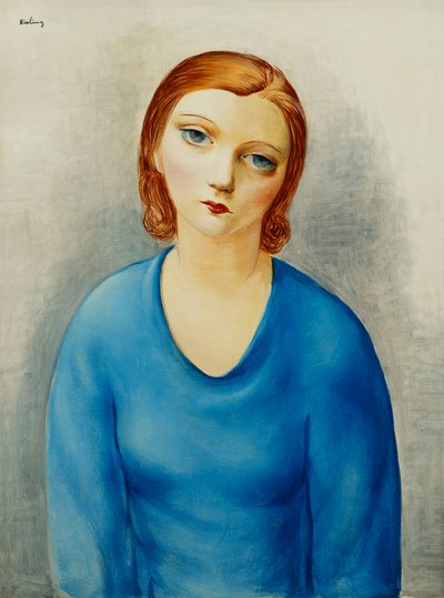 Junge Frau in einer blauen Bluse von Moise Kisling