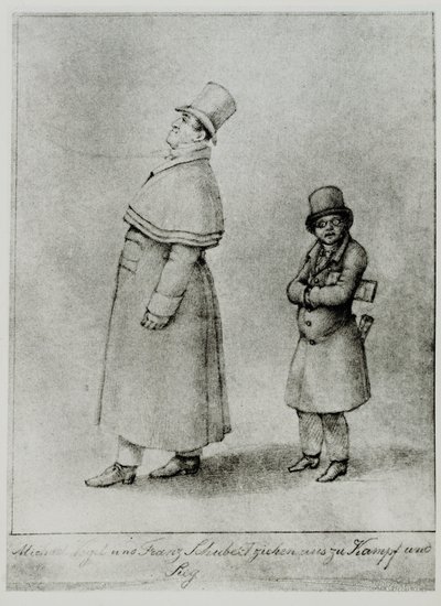 Johann Michael Vogl und Franz Schubert marschieren in die Schlacht und zum Sieg von Moritz Ludwig von Schwind