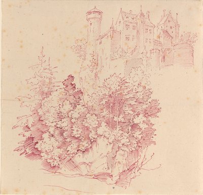 Befestigte Burg auf einem hohen Felsen von Moritz Ludwig von Schwind