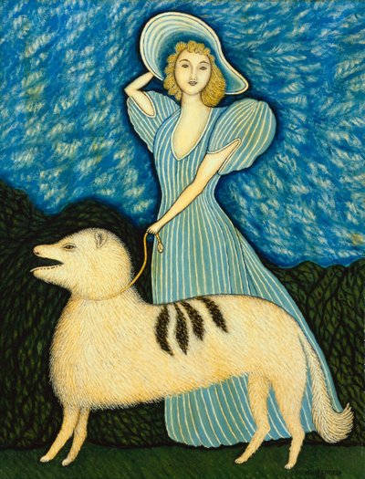 Mädchen mit Hund von Morris Hirshfield