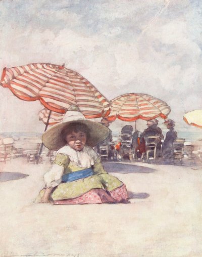Kinder der Welt: Französisch, Am Strand von Trouville (Farblithografie) von Mortimer Ludington Menpes