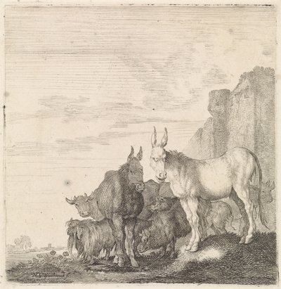 Esel an einer Mauer von Moyses van Wtenbrouck