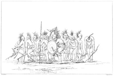 Betteltanz, Sac und Fox, Rock Island, Oberer Mississippi, 1841 von Myers and Co