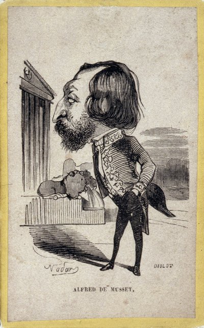 Porträt-Karikatur von Alfred de Musset (1810-1857), französischer Dichter und Dramatiker. Karikatur von Gaspard Felix Tournachon, genannt Felix Nadar (1820-1910). von Nadar