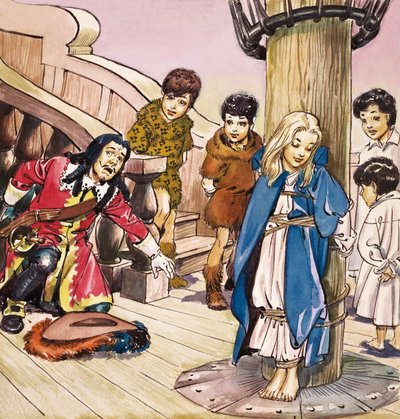 Wendy am Mast gefesselt, Illustration aus 