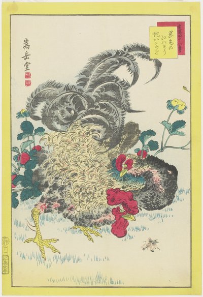 Hahn und Himbeeren von Nakayama Sugakudo