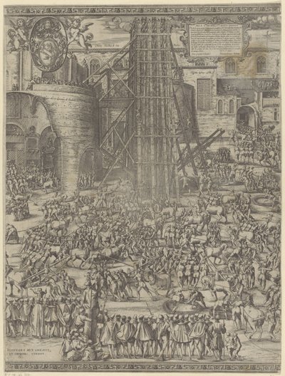 Das Aufrichten des Obelisken auf dem Petersplatz von Natale Bonifazio da Sebenico