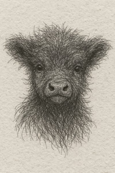 Flauschiges schwarzes Kalb von Natalie Bruns