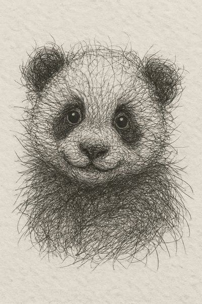 Flauschiger Panda-Junges von Natalie Bruns