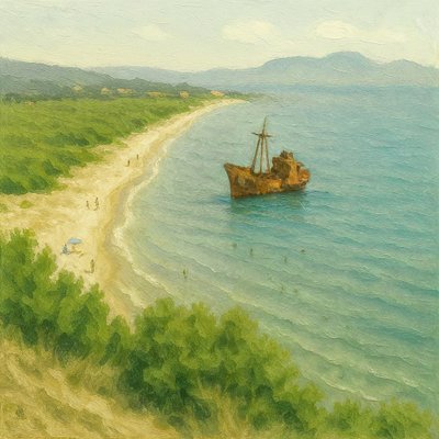 Idyllischer Schiffswrackstrand von Natalie Bruns