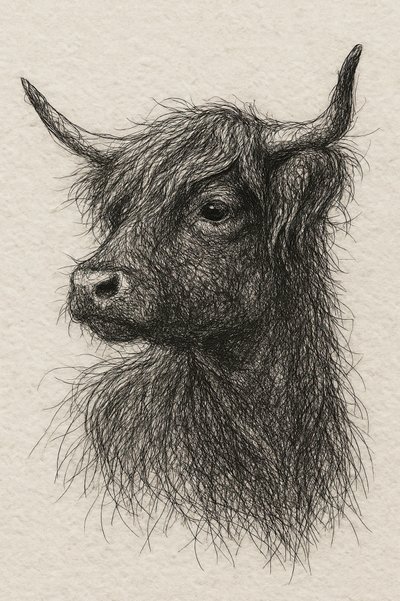 Zottelige Hochlandkuh von Natalie Bruns