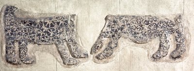 Neolithische Wandmalerei von Leoparden, ausgegraben in Catal Huyuk in Zentralanatolien von Nathan Benn