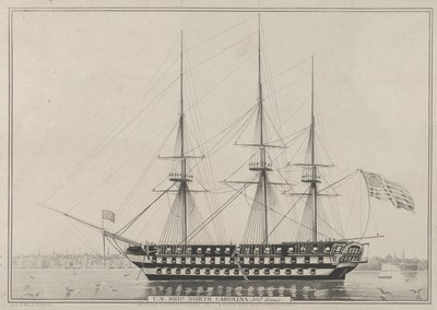 U.S. Schiff North Carolina, 102 Kanonen, 1843 von Nathaniel Currier