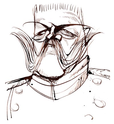 Paul von Hindenburg - Polnisch-geborener, deutscher General und Präsident (1847-1934); Karikatur von Neale Osborne