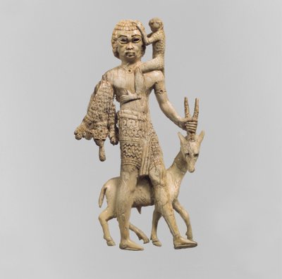 Statuette eines Mannes mit einem Oryx, einem Affen und einem Leopardenfell, ca. 8. Jahrhundert v. Chr. von Neo Assyrian Neo Assyrian