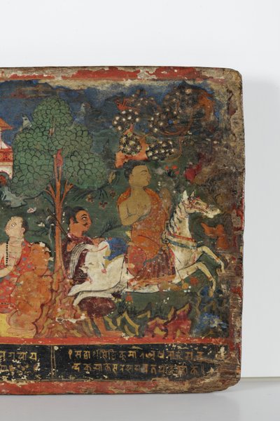 Detail von einem buddhistischen Manuskriptdeckel von Nepalese School