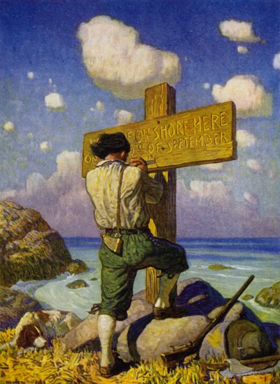 Illustration für Robinson Crusoe von Newell Convers (after) Wyeth
