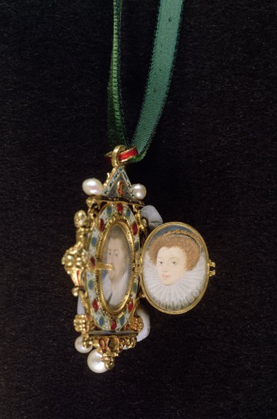 Das Gresley-Juwel, mit Miniaturporträts von Sir Thomas Gresley und seiner Braut Catherine Walsingham von Nicholas Hilliard