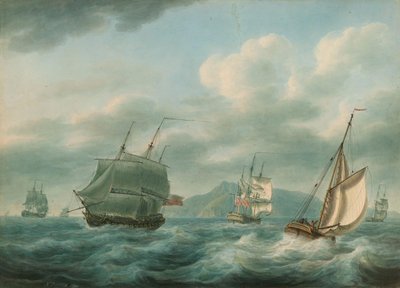 Britische Kriegsschiffe in einer frischen Brise von Nicholas Pocock