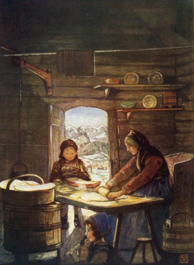 Norwegen: Herstellung von Flad-Brod, ein Cottage-Inneres von Nico Jungman
