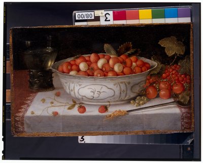 Stillleben mit Walderdbeeren in einer Wanli-Porzellanschale von Nicolaes Gillis