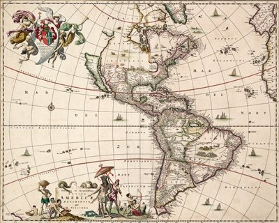 Karte von Amerika, ca. 1671 von Nicolaes Jansz (1586 1652) Visscher