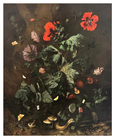 Ein Waldboden mit Blumen, Schmetterlingen und Reptilien, um 1656-1700 von Nicolaes Lachtropius