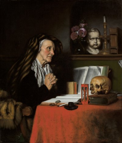 Eine alte Frau beim Beten, ca. 1655 von Nicolaes Maes