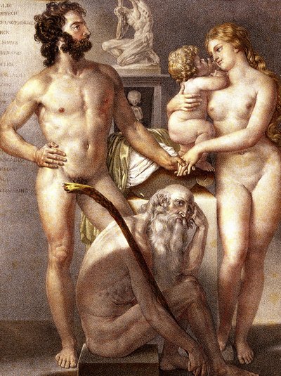 Anatomie des Menschen - Die 3 Lebensalter 1884 von Nicolas Henri (after) Jacob