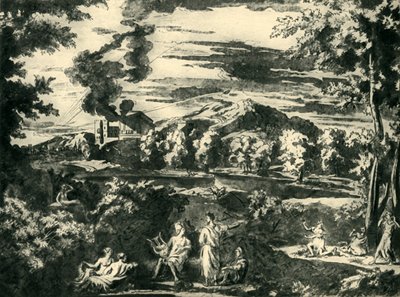 Landschaft mit Orpheus und Eurydike, Mitte 17. Jahrhundert von Nicolas Poussin