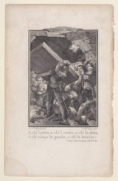 Gesang 13, Strophe 38, aus Orlando Furioso, 1772-74 von Nicolas de Launay