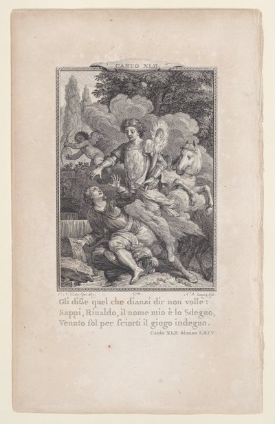 Canto 42, Strophe 64, aus Orlando Furioso von Nicolas de Launay