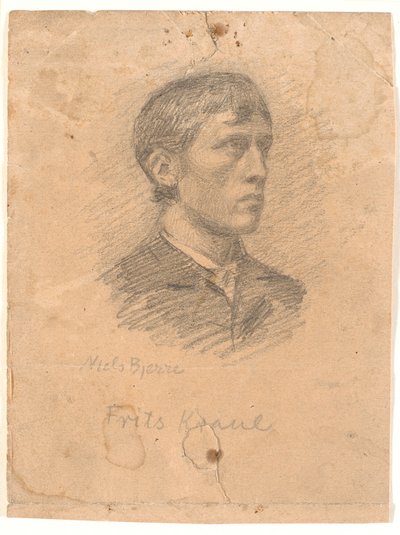 Porträt des Malers Frits Kraul (1862-1935) im 3/4 Profil von Niels Jakob Jakobsen Bjerre
